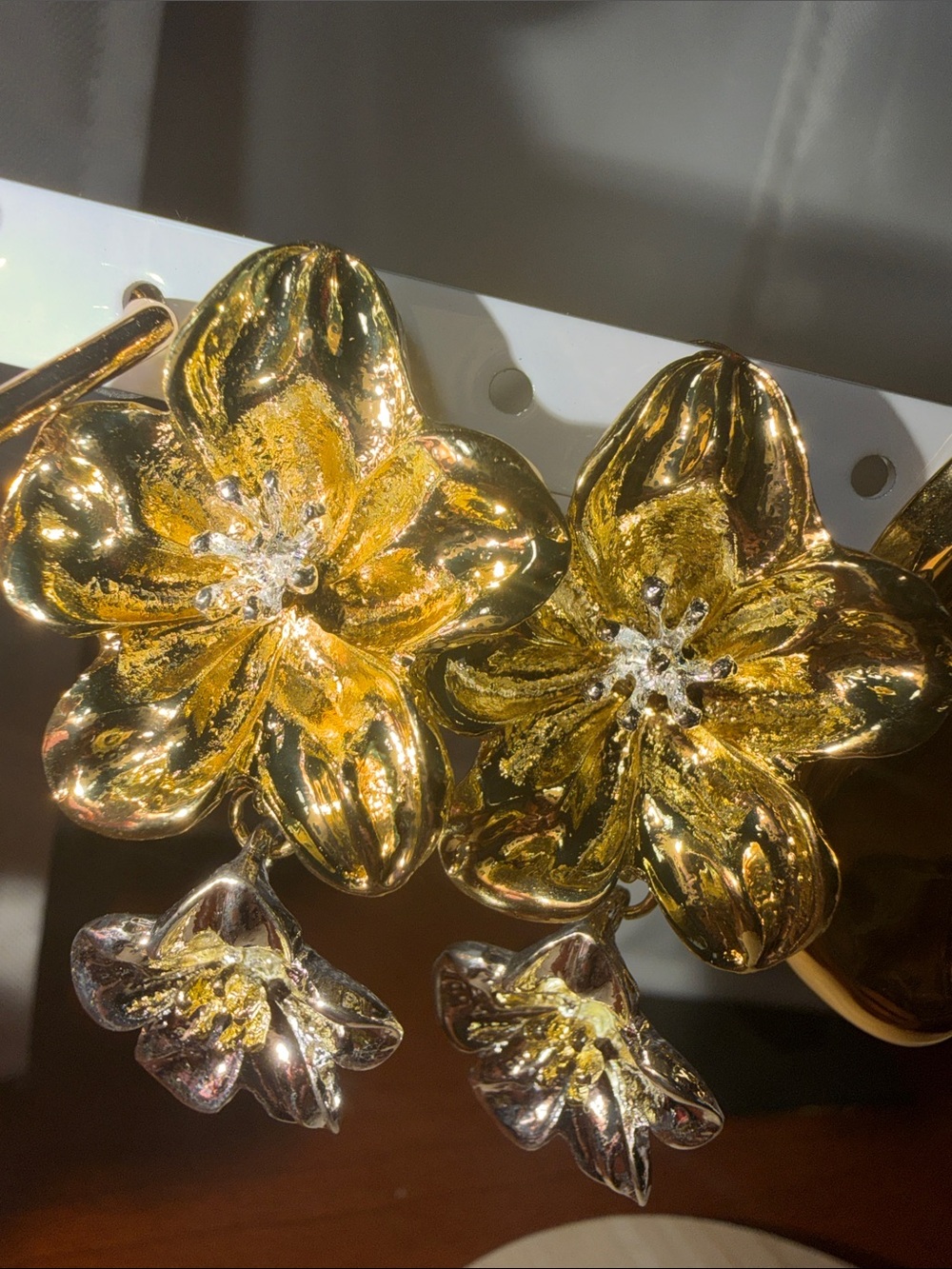 Gold Floral Drop Earrings